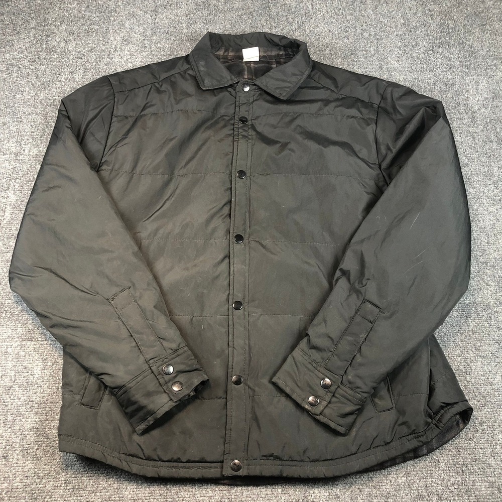 Aeropostale Mens‎ XL Padded Shirt Jacket Flannel Lined Button Up Coat Black